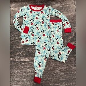 Little Sleepies Mickey Winter Wonderland size 4T two piece bamboo Pajamas